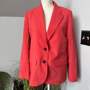 J Crew Sommerset Italian Stretch Wool Blazer Coral Pink Womens Sz 10 career chic